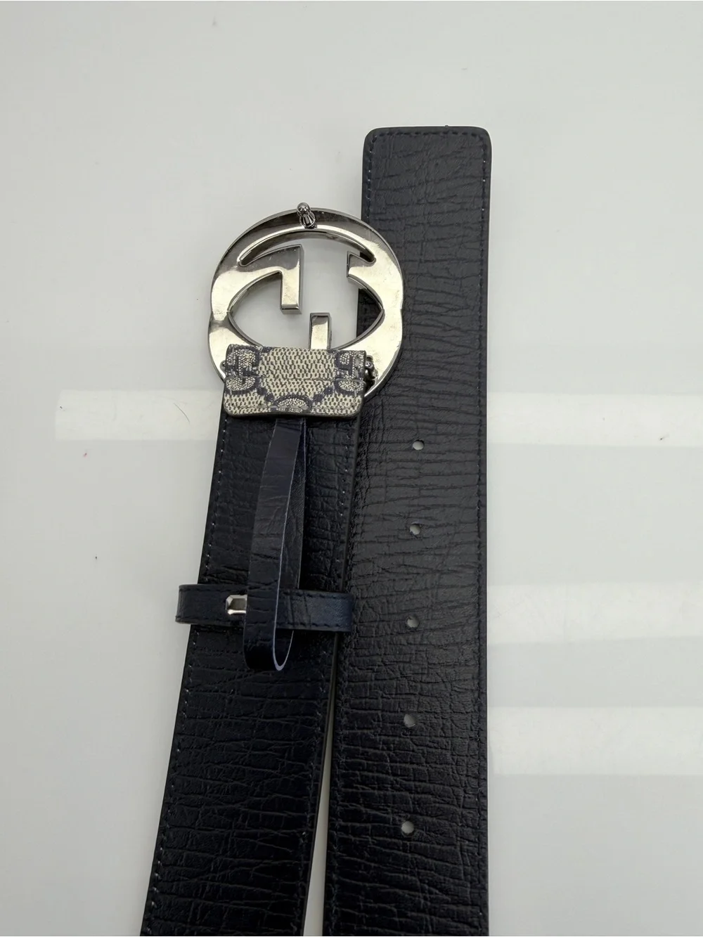 Gucci Supreme GG Monogram Canvas Belt  Silver-Tone Double G Buckle 110/44 114984